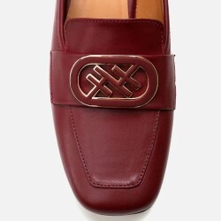 Women's Leather Burgundy Loafer - 5