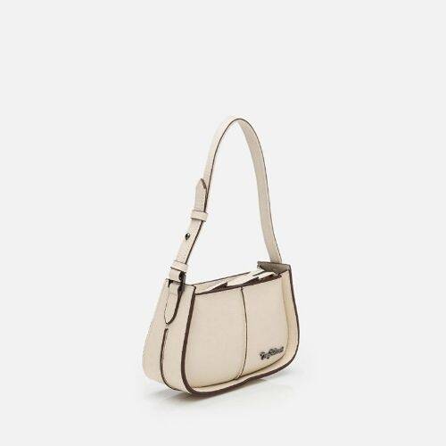 Women's Leather Ecru Mini Bag with Adjustable Strap - 2