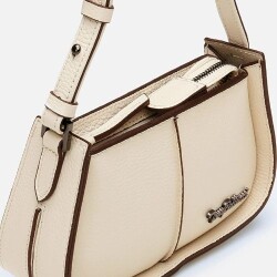 Women's Leather Ecru Mini Bag with Adjustable Strap - 3