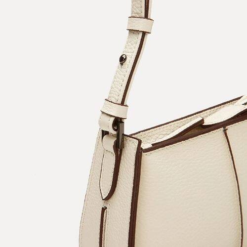 Women's Leather Ecru Mini Bag with Adjustable Strap - 4