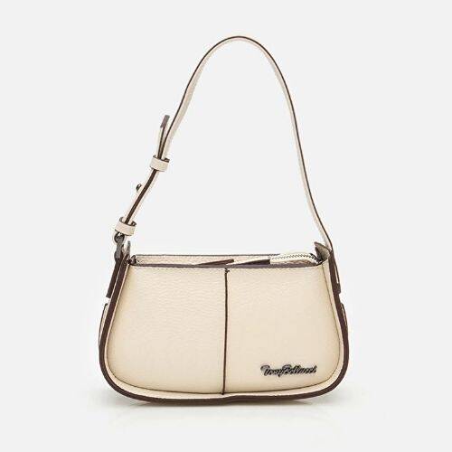 Women's Leather Ecru Mini Bag with Adjustable Strap - 1