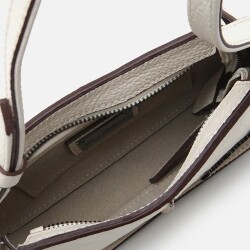 Women's Leather Ecru Mini Bag with Adjustable Strap - 5