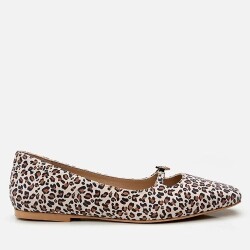 Women's Leather Mary Jane Leopard Print Ballet Flats - Vip Shoes