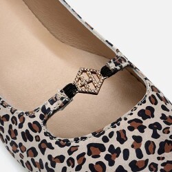 Women's Leather Mary Jane Leopard Print Ballet Flats - 6