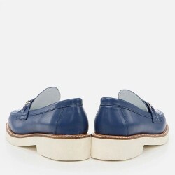 Women's Leather Navy Loafer - 3