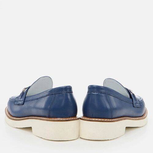 Women's Leather Navy Loafer - 3
