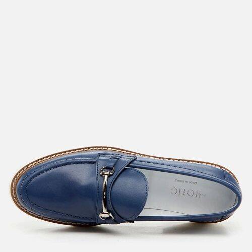 Women's Leather Navy Loafer - 4