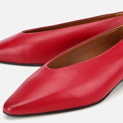 Women's Leather Red Soft Textured Ballet Flats - 3