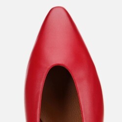 Women's Leather Red Soft Textured Ballet Flats - 4