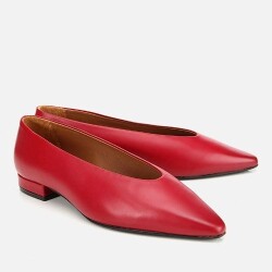 Women's Leather Red Soft Textured Ballet Flats - 2