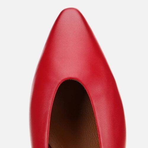 Women's Leather Red Soft Textured Ballet Flats - 4