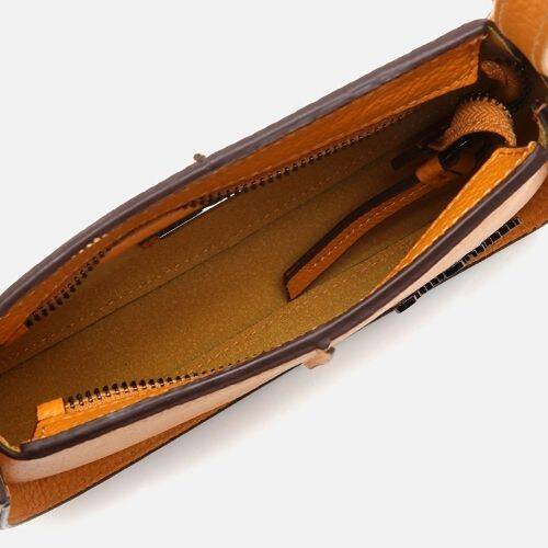 Women's Leather Yellow Mini Bag with Adjustable Strap - 5