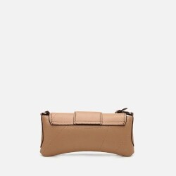 Women's Mink Asymmetric Crossbody Bag with Buckle Detail - 6