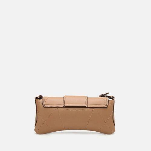 Women's Mink Asymmetric Crossbody Bag with Buckle Detail - 6