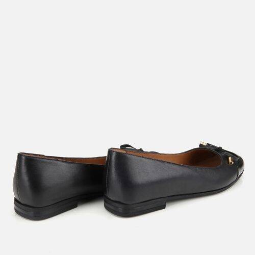 Women's Patent Leather Black Bow Detail Ballet Flats - 4