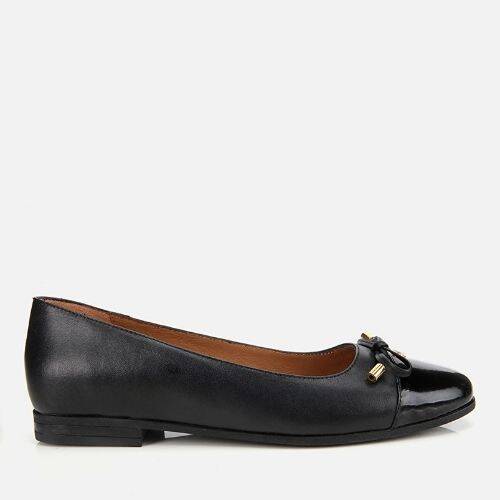 Women's Patent Leather Black Bow Detail Ballet Flats - 1