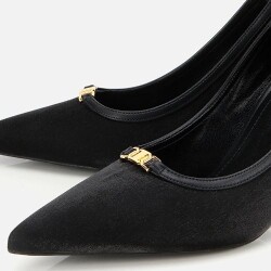 Women's Satin Black Gold Detail High Heel Stiletto - 3