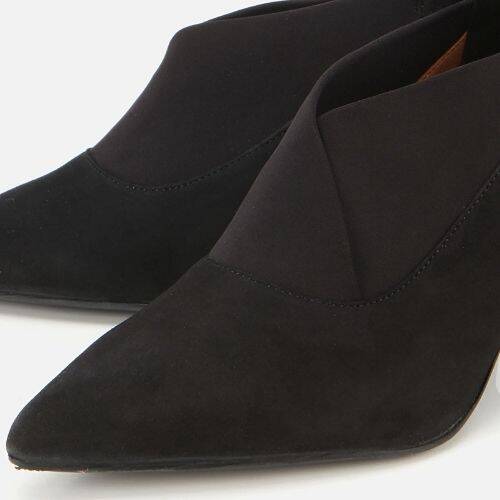 Women's Suede Leather Black Stretch Detail Thin Heel Stiletto - 3